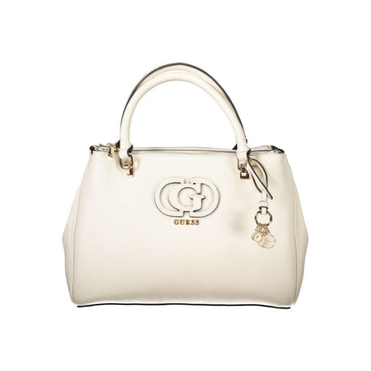 Guess Jeans White Polyethylene Women Handbag with logo and twin handles