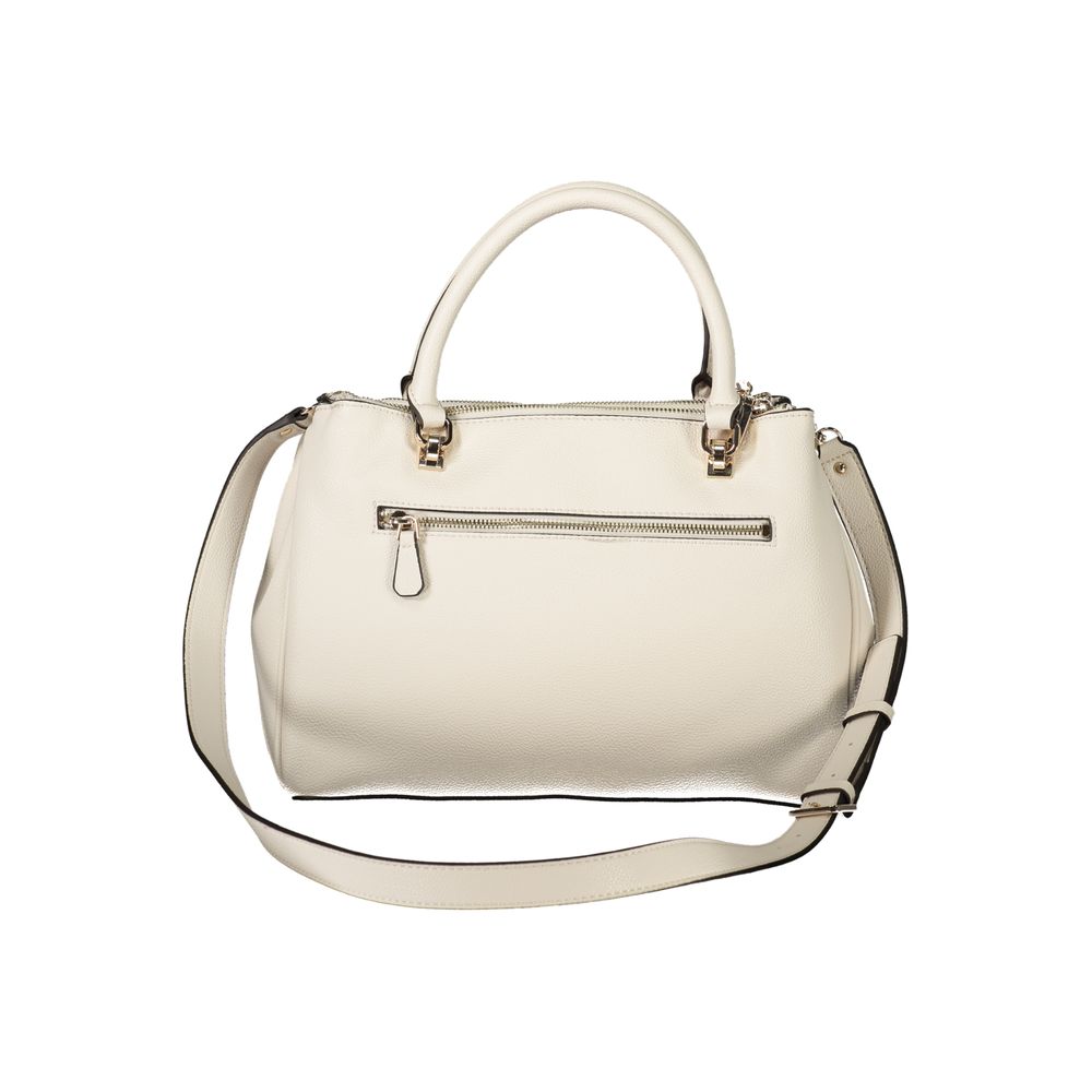 Guess Jeans White Polyethylene Women Handbag with detachable strap and zip pocket, ideal for fashion-forward women.