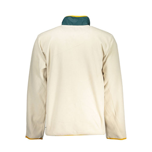 Back view of Vans Beige Polyester Sweater showing long sleeves, fleece fabric, contrasting details, and logo.