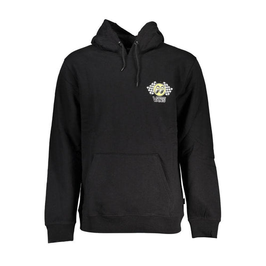 Vans Black Cotton Sweater, long-sleeved hoodie with pocket and logo print.