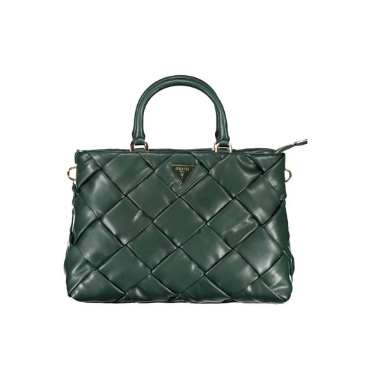Guess Jeans Green Polyethylene Handbag with adjustable strap, interior pocket, contrasting details, and protective feet.