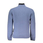 Napapijri Blue Fabric Sweater, long sleeved, regular fit, half zip, contrast details, with logo and embroidery, rear view