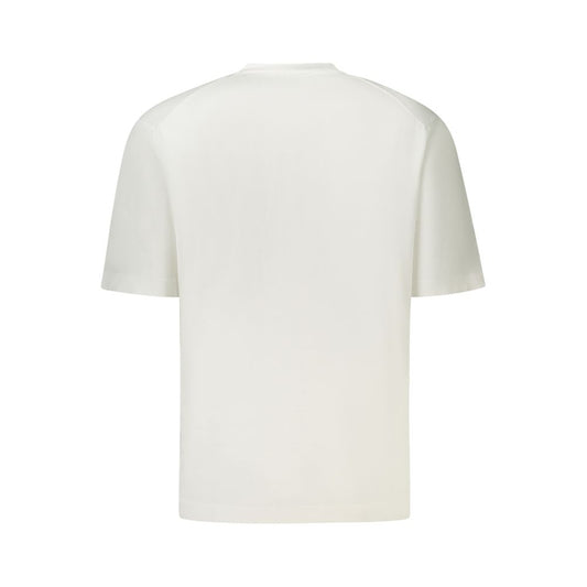 Back view of K-WAY White Cotton Sweater with short sleeves and crew neck, featuring the logo.