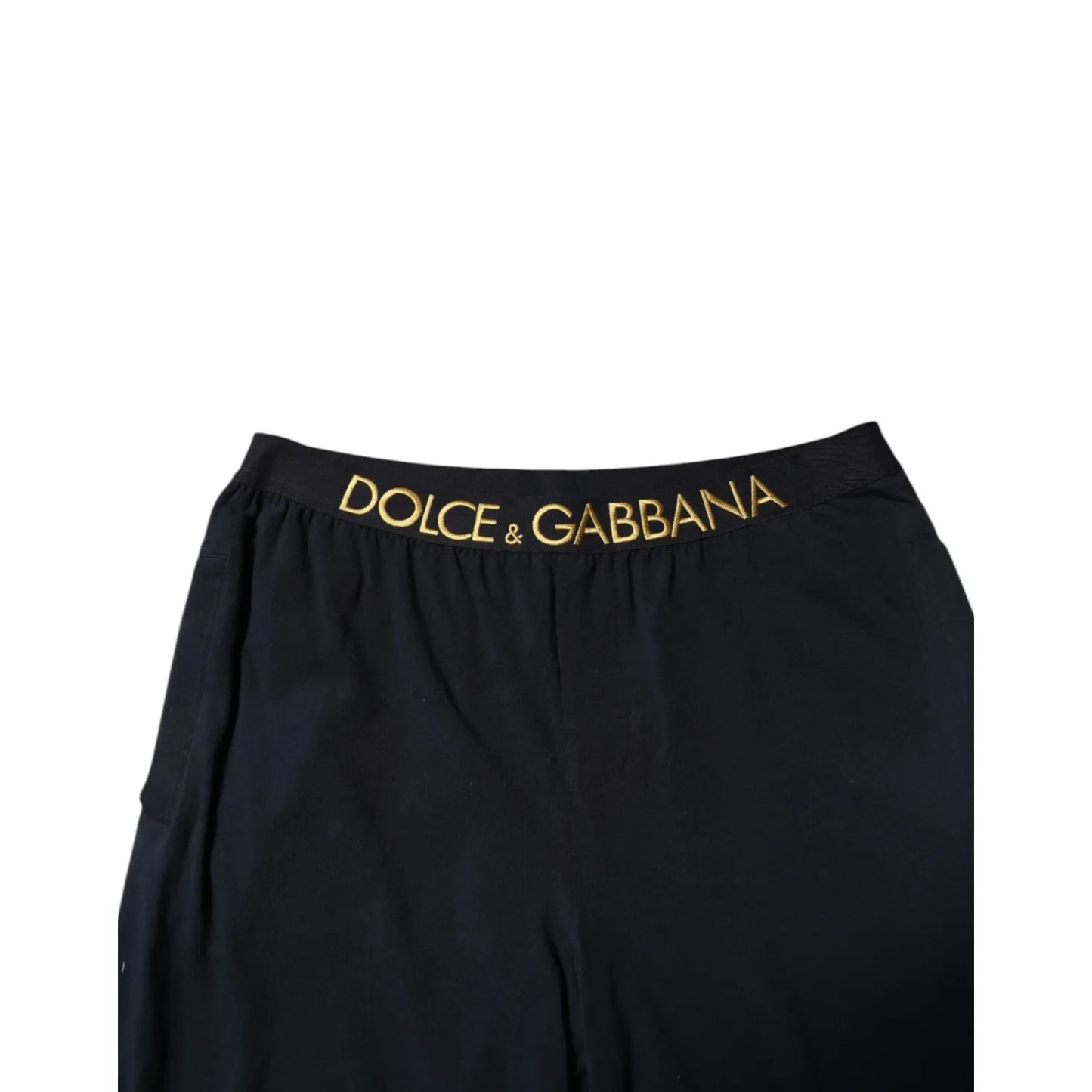 Dolce & Gabbana Black Modal Spandex Straight Logo Trouser Pants