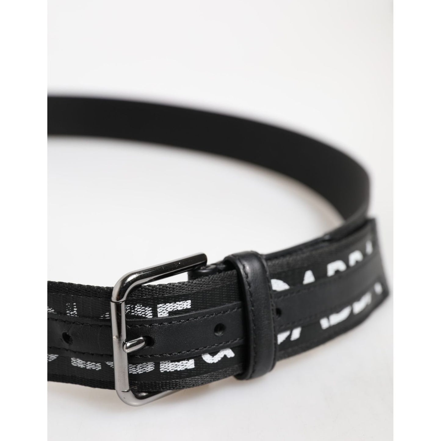 Dolce & Gabbana Black Polyester Leather Metal Buckle Belt