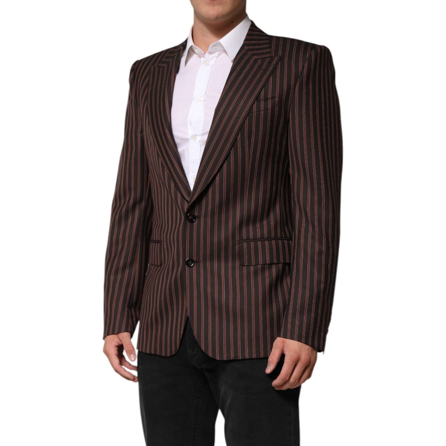 Dolce & Gabbana Black Brown Stripe Single Breasted Blazer