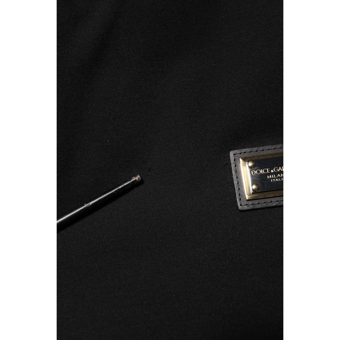 Dolce & Gabbana Black Sleeveless Hooded Logo Plaque Jacket