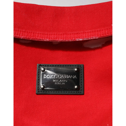 Dolce & Gabbana Red Sleeveless Logo Plaque Vest Jacket