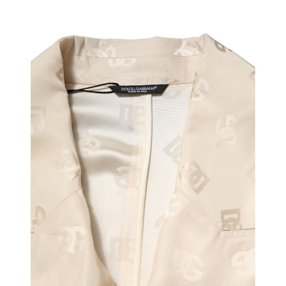 Dolce & Gabbana Beige Polyester Logo Monogram Coat Jacket