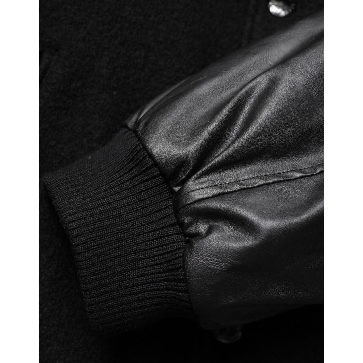 Dolce & Gabbana Black Wool Logo Plaque Bomber Jacket
