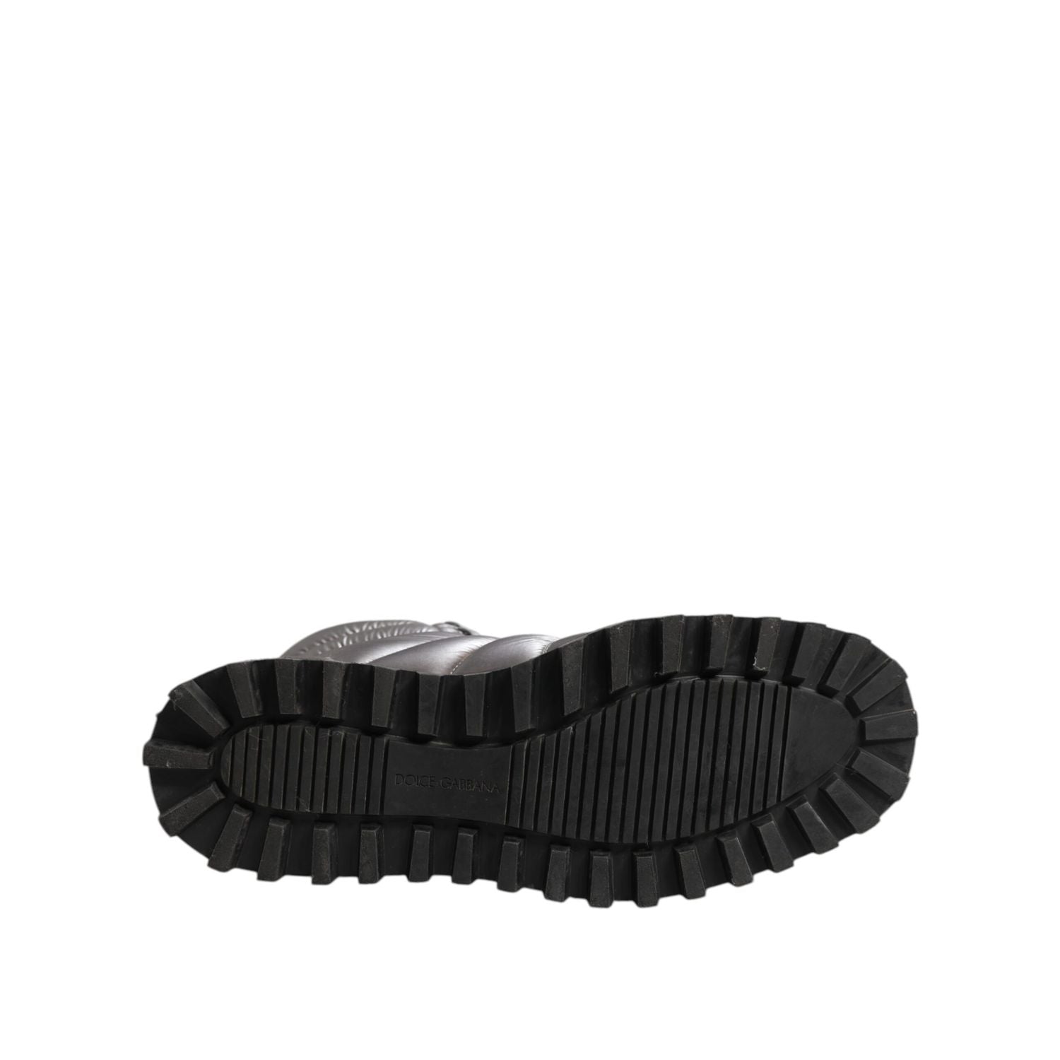 Dolce & Gabbana Silver Padded Mid Calf Lace Up Boots Shoes