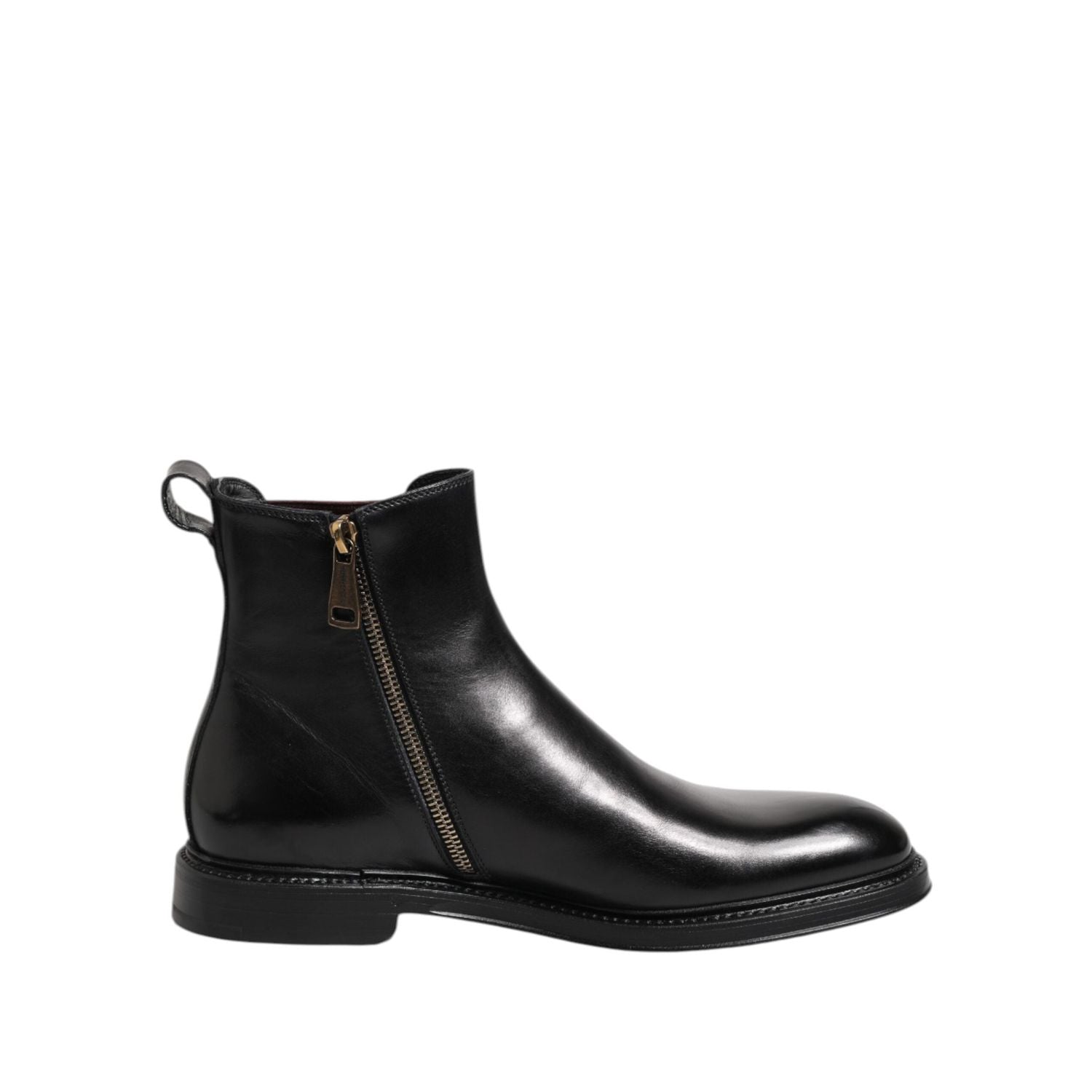Dolce & Gabbana Black Chelsea Leather Mid Calf Boots Shoes