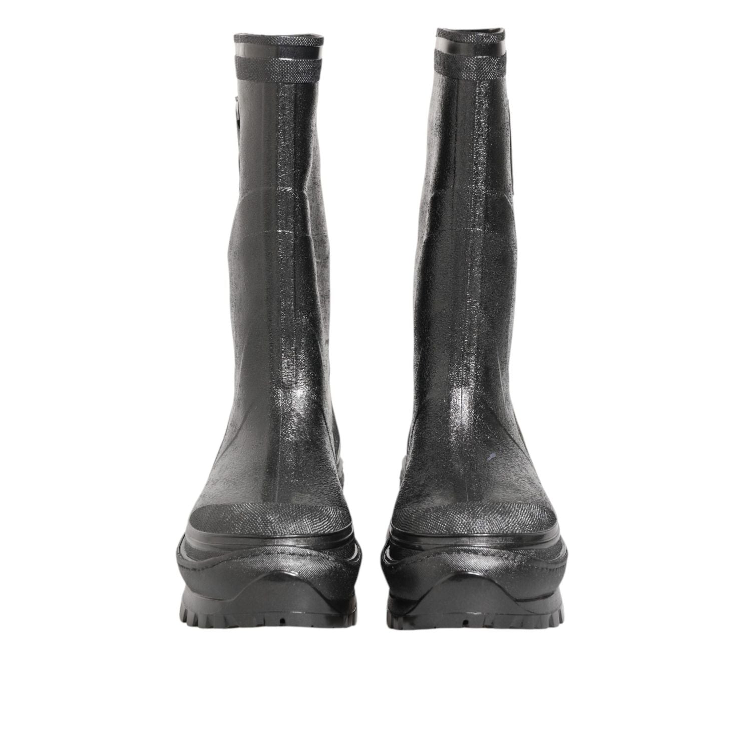 Dolce & Gabbana Metallic Black Pull On Rain Boots Shoes