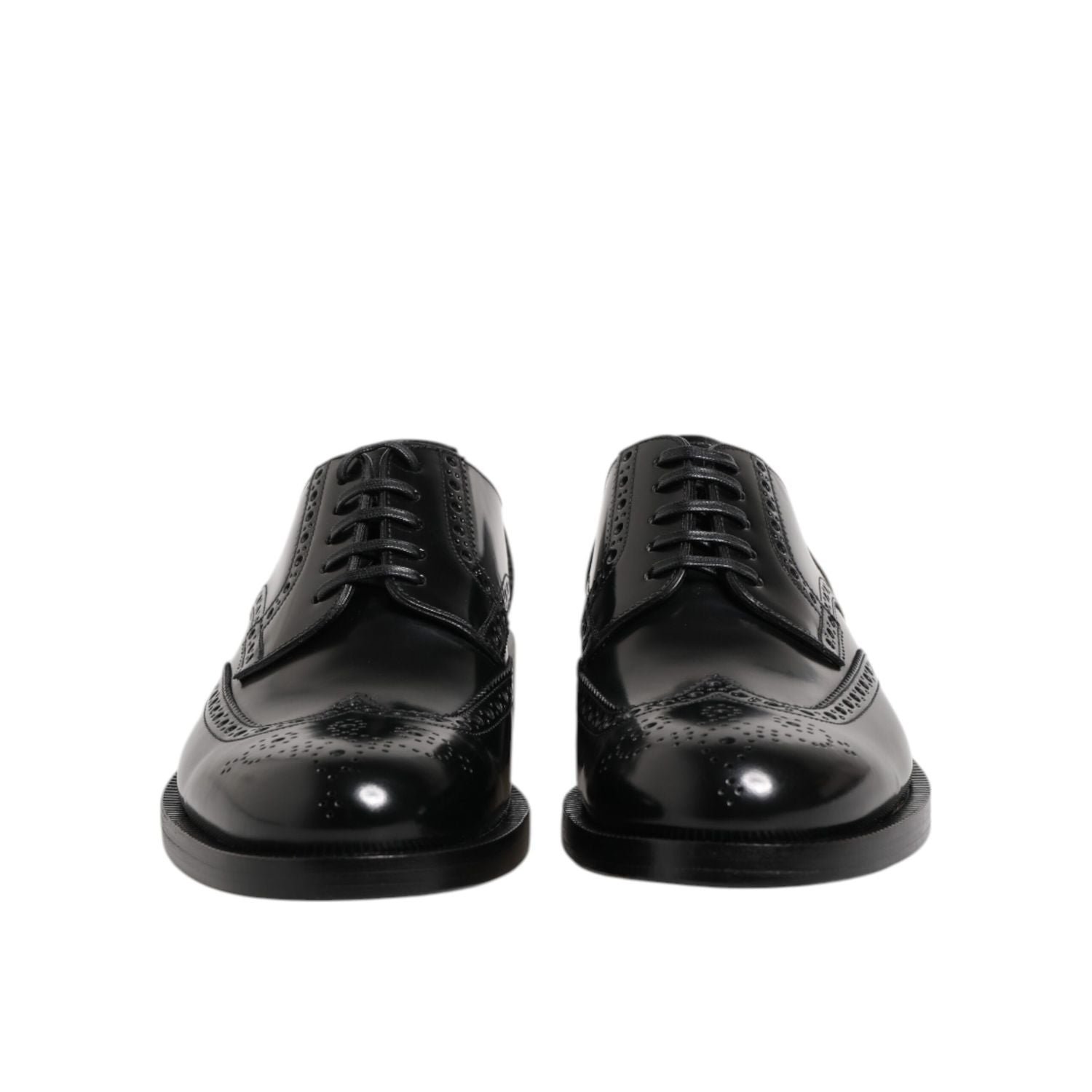 Dolce & Gabbana Black Leather Derby Wingtip Formal Shoes