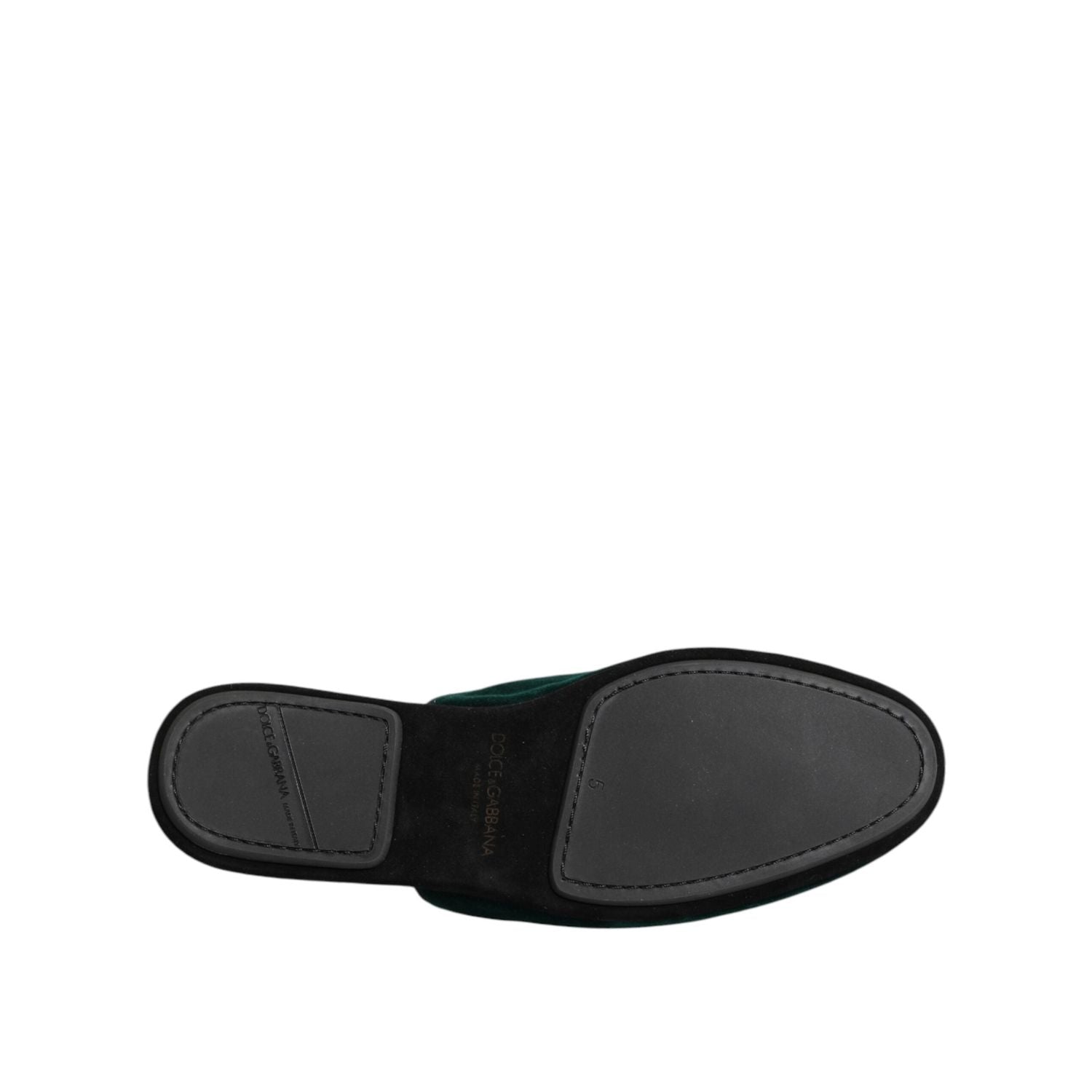 Dolce & Gabbana Green Velvet Cross Embellished Slippers Shoes