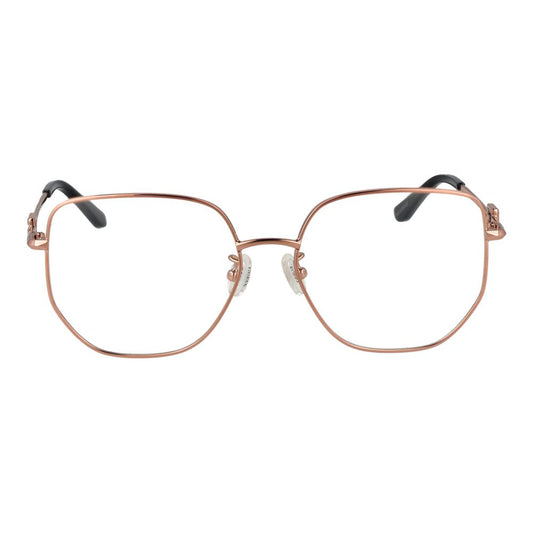 Guess Rose Gold Women Glasses Frame, square full-rim metal design, rose gold color, demo lenses with branded case included.