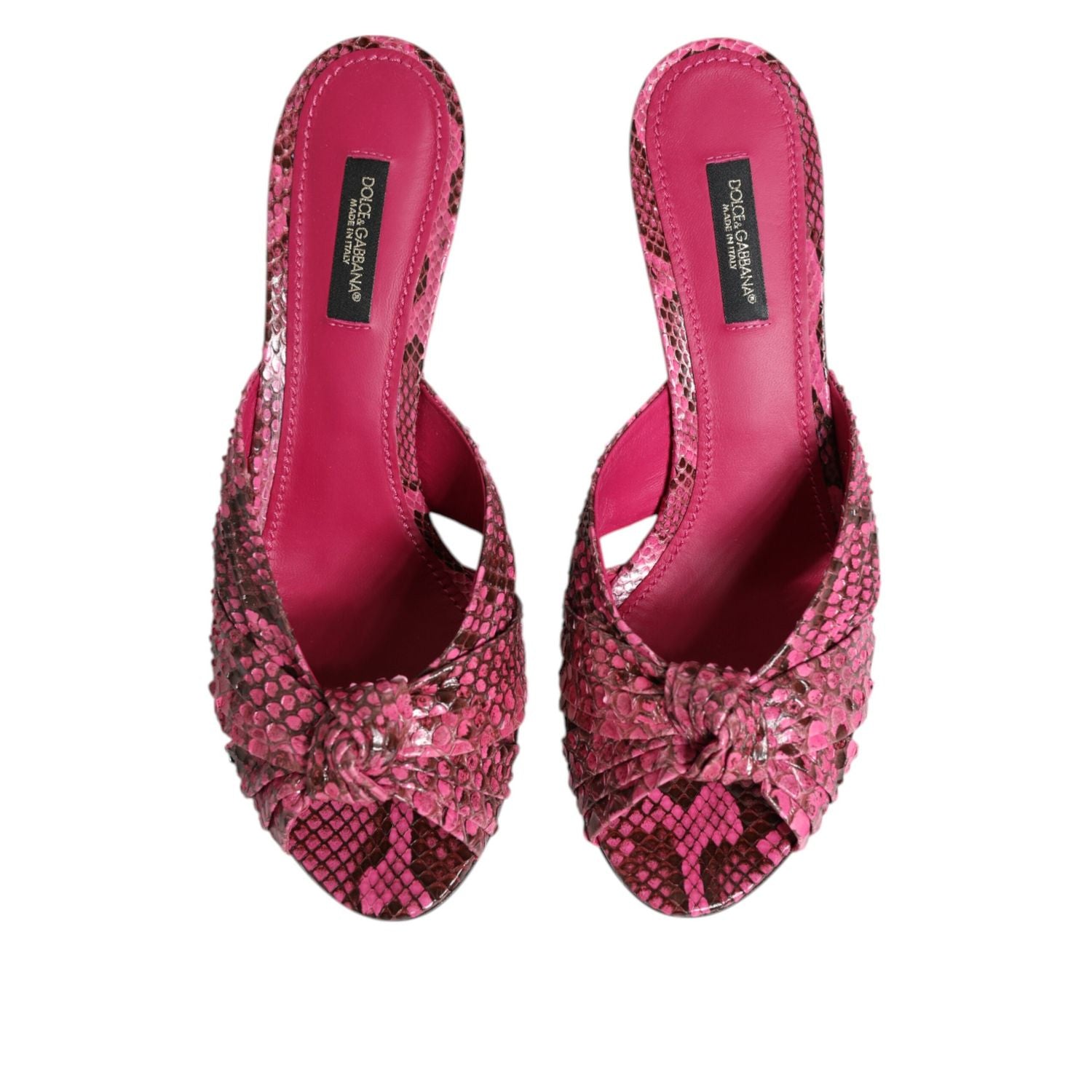 Dolce & Gabbana Pink Leather Heels Slides Sandals Shoes