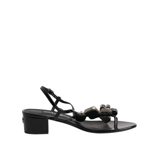Dolce & Gabbana Black Leather Crystal Ankle Strap Sandals Shoes 1728,67345645728,Black,Dolce & Gabbana,EU35.5/US5,EU36.5/US6,EU36/US5.5,EU37.5/US7,EU37/US6.5,Material: 100% Leather,New with tags,Sandals - Shoes,Sandals - Women - Shoes,Shoes,Strap-Ons - Sa