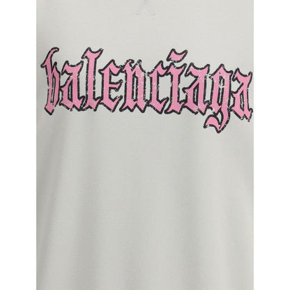 Balenciaga Multicolor Cotton Sweatshirt with printed logo and ribbed collar, showcasing urban fashion style for a contemporary look.