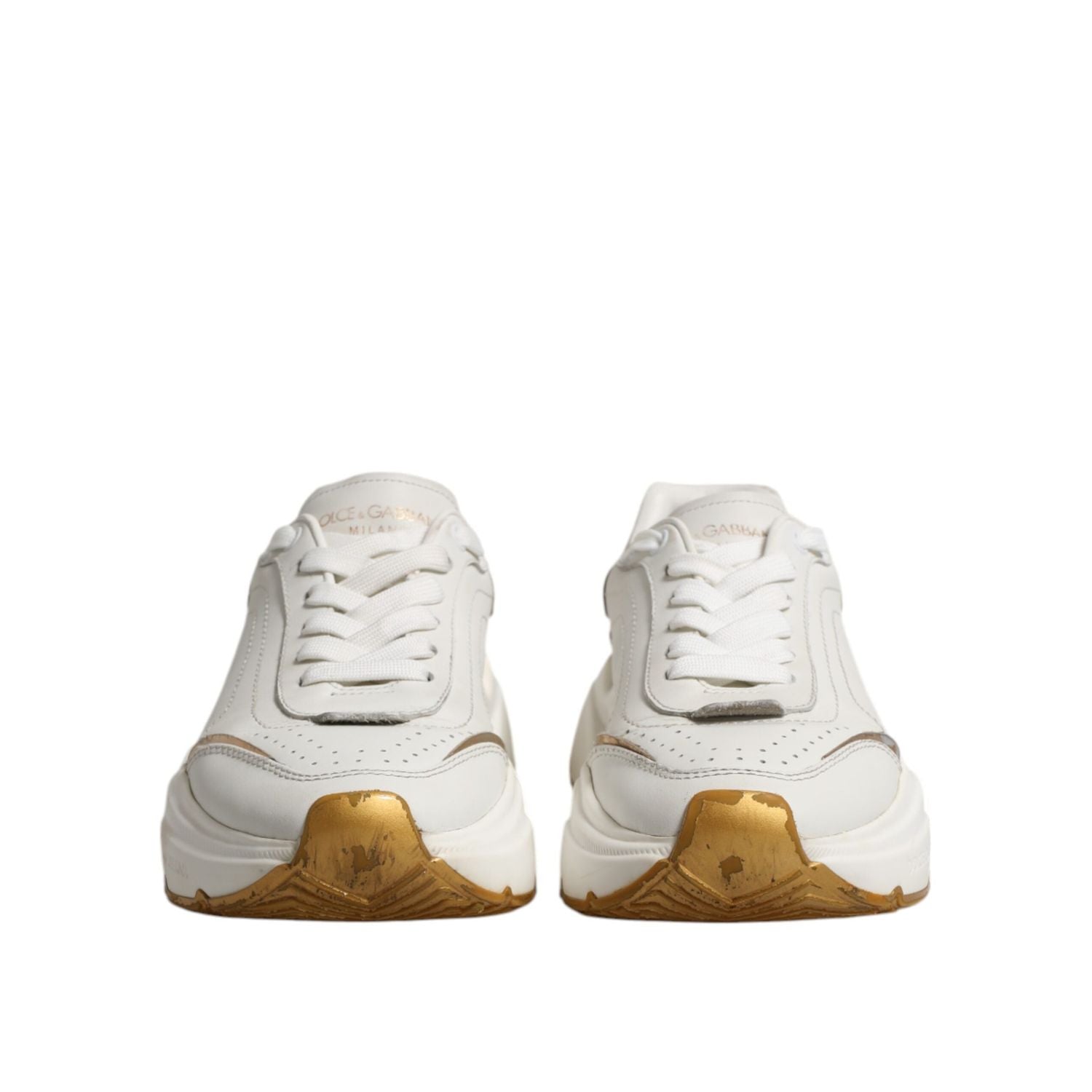 Dolce & Gabbana White Gold Daymaster Low Top Sneakers Shoes