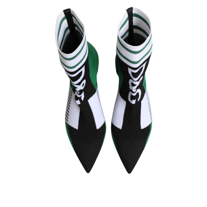 Dolce & Gabbana Green Stretch Sock Style Ankle Boots Shoes