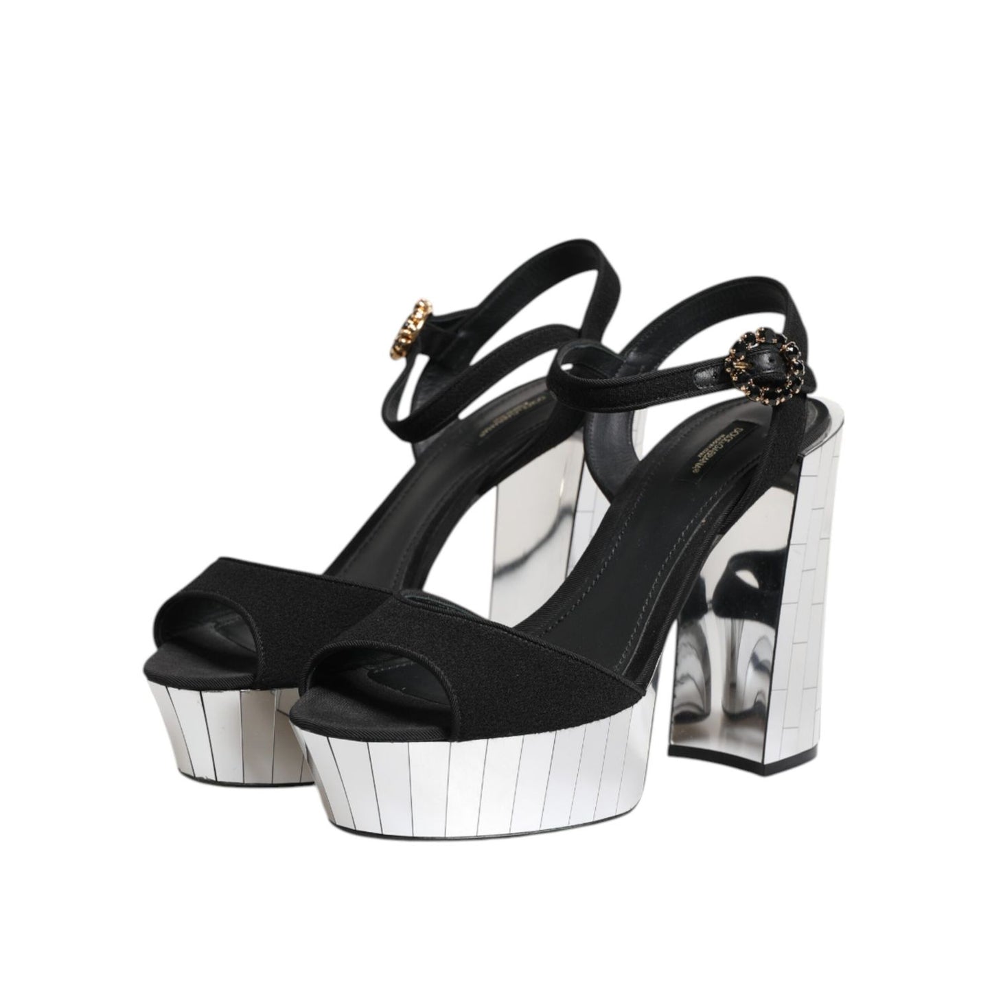 Dolce & Gabbana Black Crystal Ankle Strap Keira Sandal Shoes