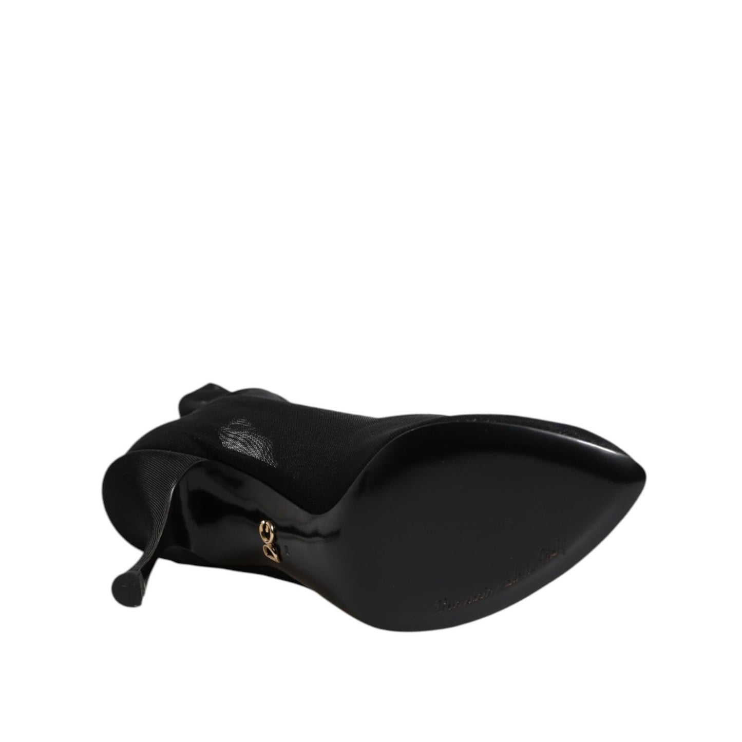 Dolce & Gabbana Black Silk Stretch Mesh Sock Boots Shoes