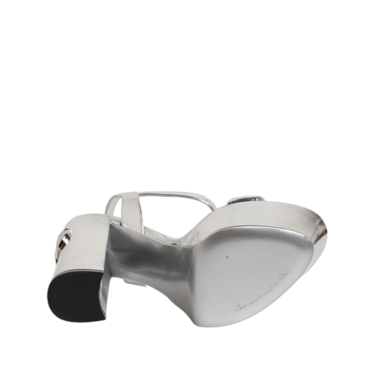 Dolce & Gabbana Silver Leather Platform Keira Sandals Shoes