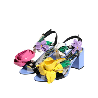 Dolce & Gabbana Multicolor Floral Crystal KEIRA Sandals Shoes