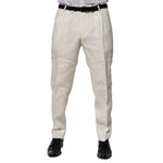 Dolce & Gabbana Cream Linen Dress Slim Formal Trouser Pants