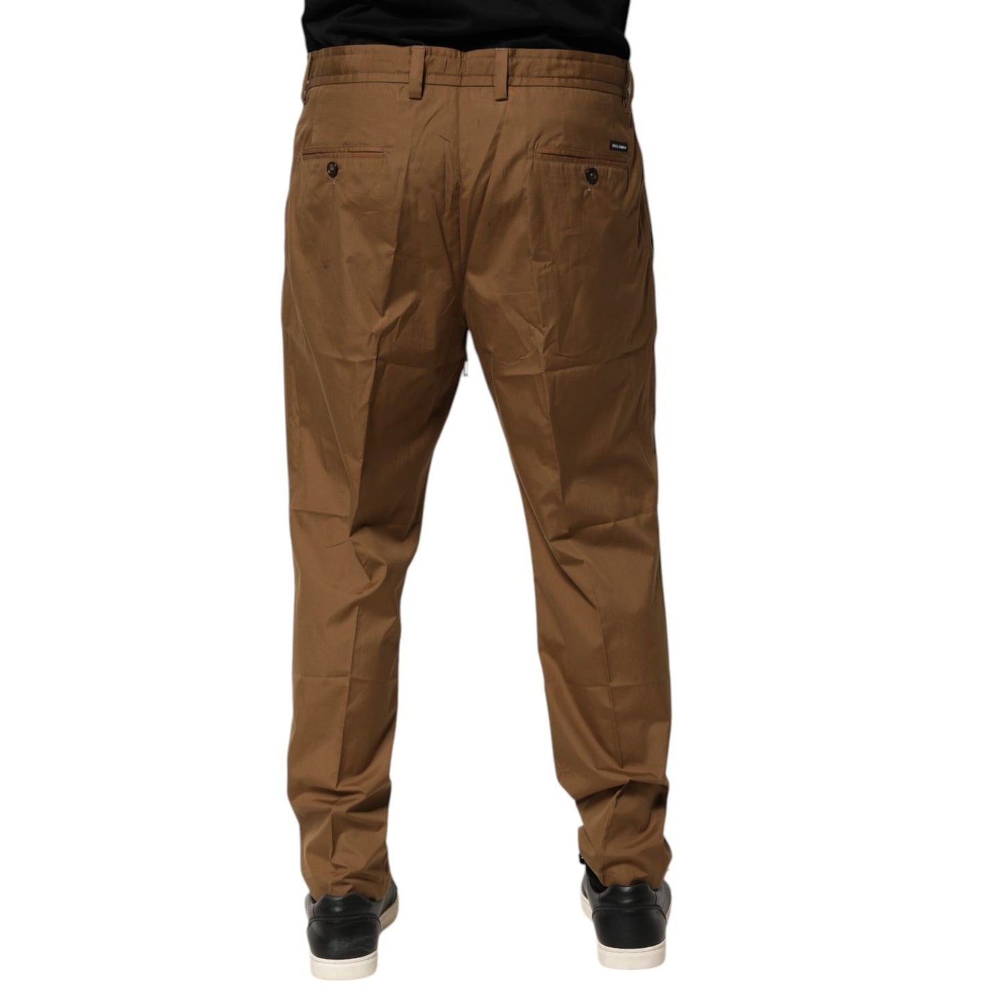 Dolce & Gabbana Brown Cotton Chino Mid Waist Men Jogger Pants
