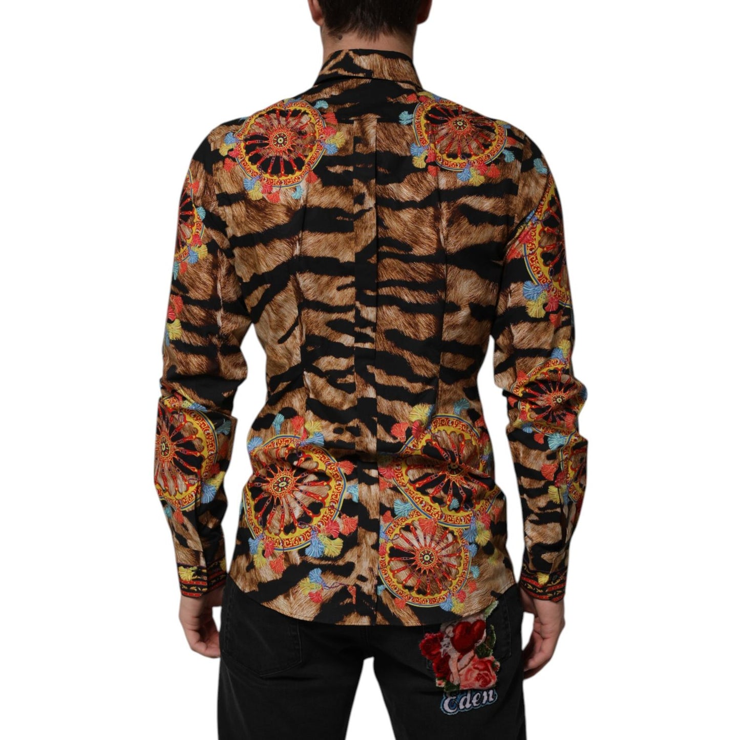 Dolce & Gabbana GOLD Cotton Tiger Carretto Long Sleeve Shirt
