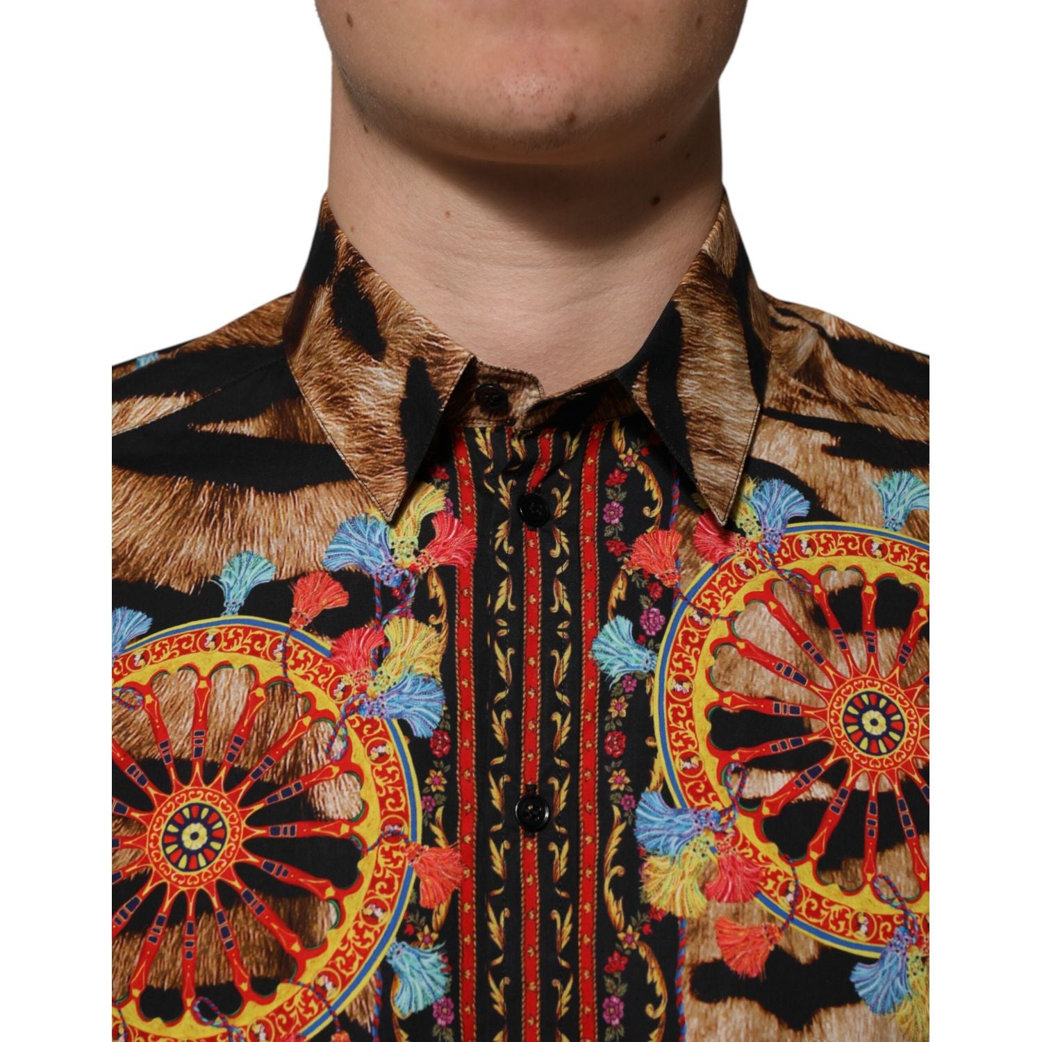 Dolce & Gabbana GOLD Cotton Tiger Carretto Long Sleeve Shirt