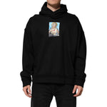 Dolce & Gabbana Black Printed Hoodie Crystal Embellished Jacket