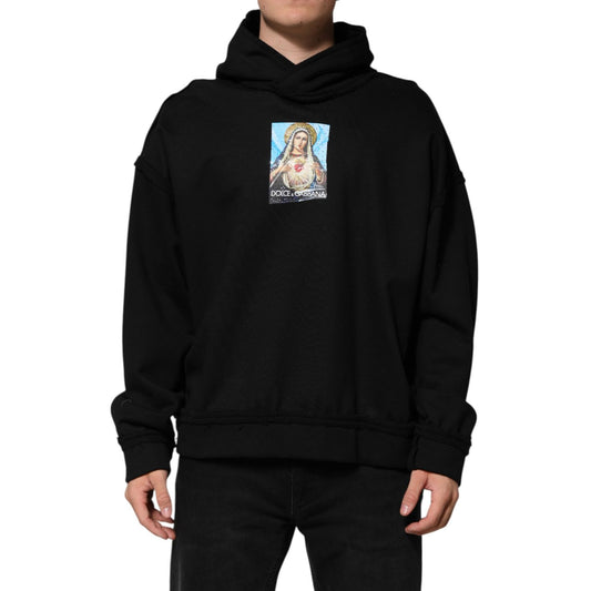 Dolce & Gabbana Black Printed Hoodie Crystal Embellished Jacket
