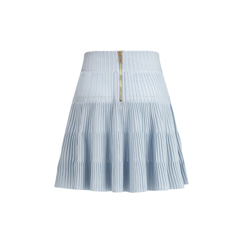 Balmain Light Blue Viscose Mini Skirt