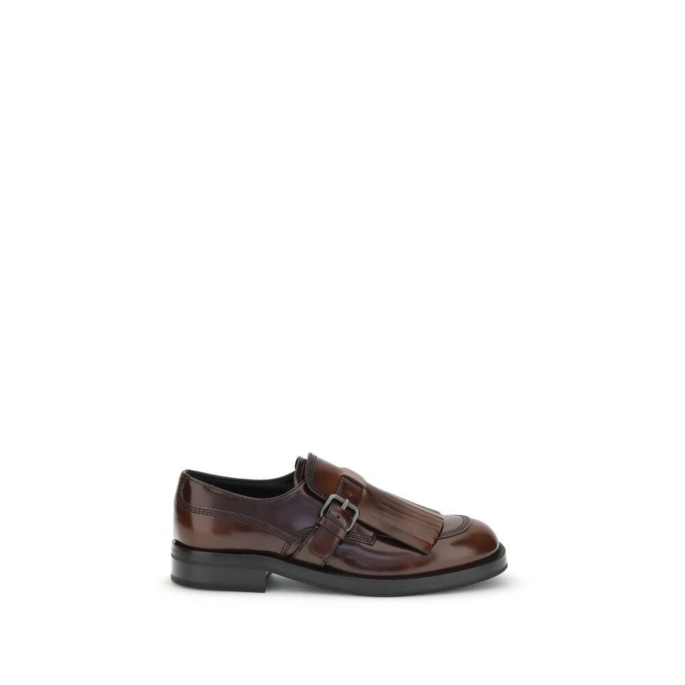 Church's Brown Calf Leather Bos Taurus Oxfords And Derbies with fringing and buckle detail, AW25, made in Italy
