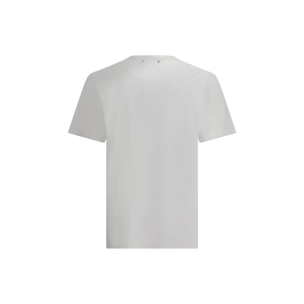 Golden Goose White Cotton T-Shirt with ribbed crew neck and monogram lettering, showcasing a contemporary casual style. Made in Italy.