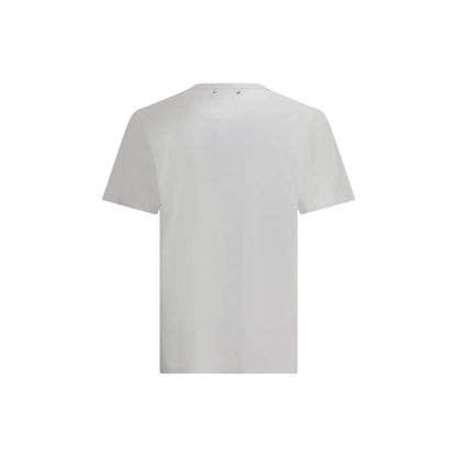Golden Goose White Cotton T-Shirt with ribbed crew neck and monogram lettering, showcasing a contemporary casual style. Made in Italy.