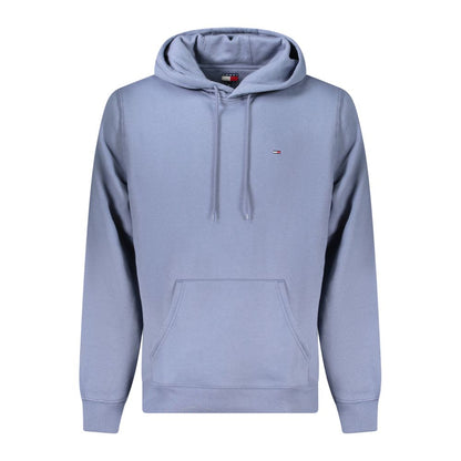 Tommy Hilfiger Blue Cotton Men Sweater with hoodie and central pocket