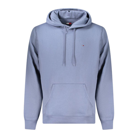 Tommy Hilfiger Blue Cotton Men Sweater with hoodie and central pocket