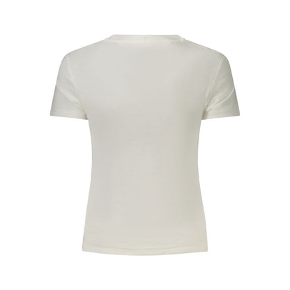 Back view of Tommy Hilfiger White Cotton Women T-Shirt with short sleeves.
