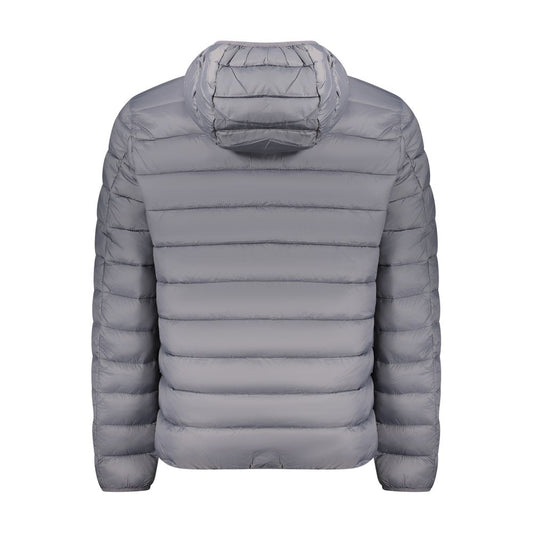 Alt Tag: Norway 1963 Gray Polyamide Men Jacket with hood, rear view