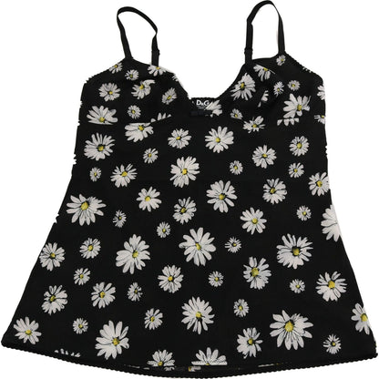 Dolce & Gabbana Black Daisy Print Dress Lingerie Chemisole