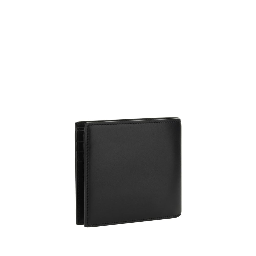 Saint Laurent Black Calf Leather Bos Taurus Wallet with card slots and bill compartment, luxury accessory for AW25 season.
