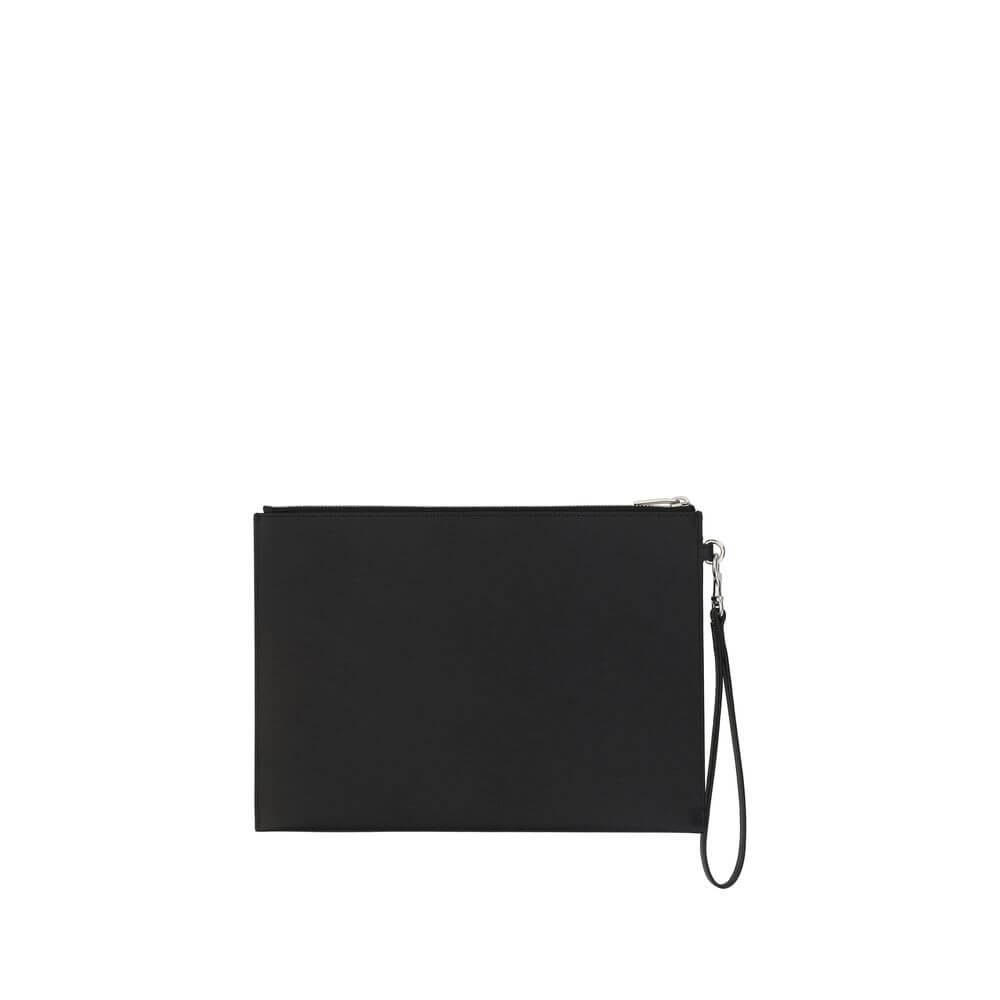 Saint Laurent Black Calf Leather Bos Taurus Other Accessories, iPad holder with zipper, monogram, removable strap, internal card slots.