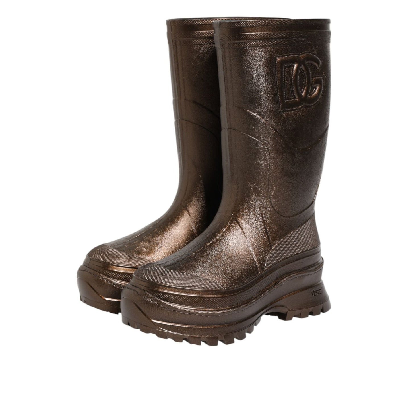 Dolce & Gabbana Metallic Bronze Pull On Rain Boots Shoes