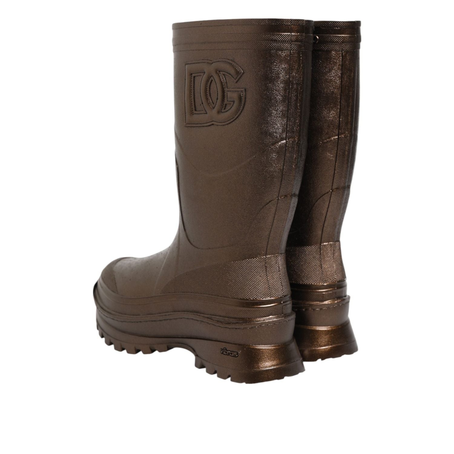 Dolce & Gabbana Metallic Bronze Pull On Rain Boots Shoes