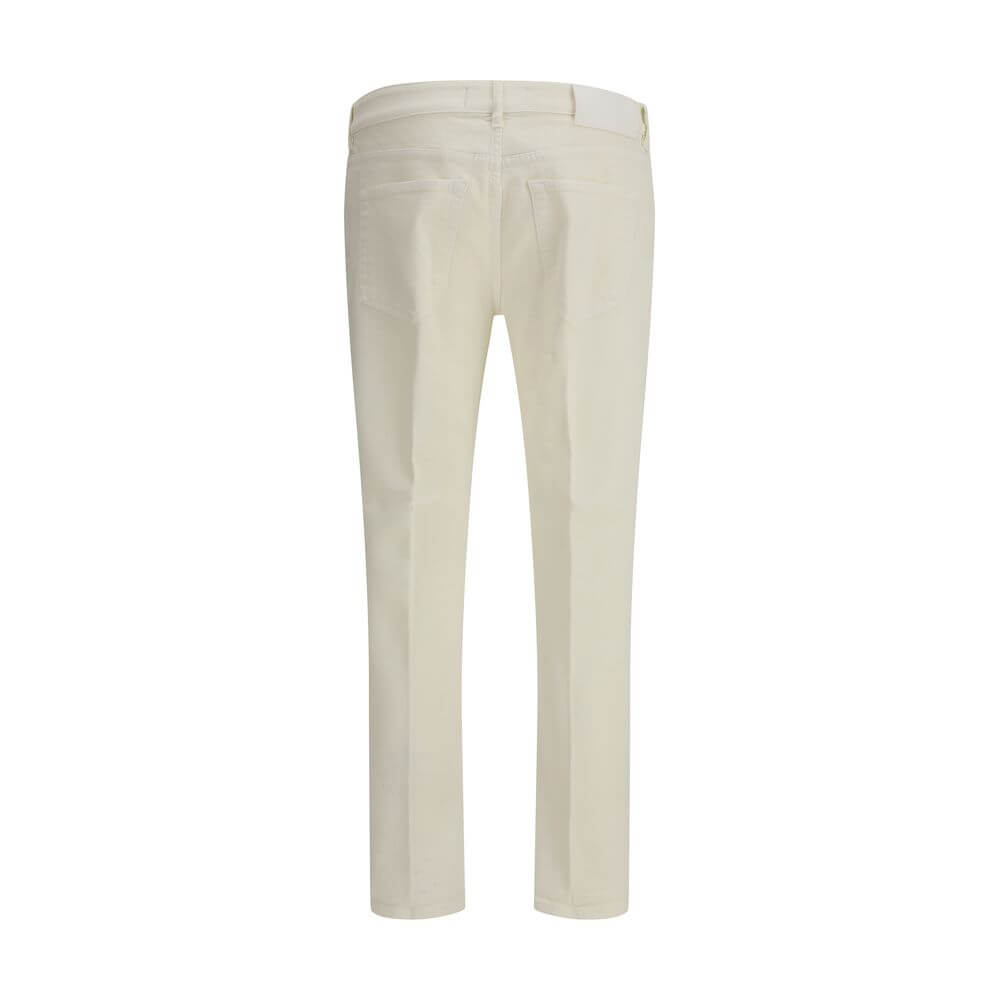 Back view of PT Torino Cream Cotton Slim Fit Jeans in five-pocket style