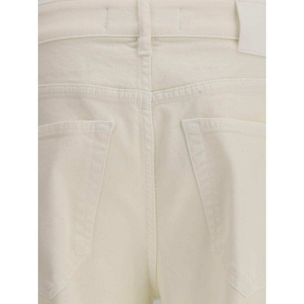 Rear view of PT Torino Cream Cotton Slim Fit Jeans showcasing five-pocket design and elegant silhouette.